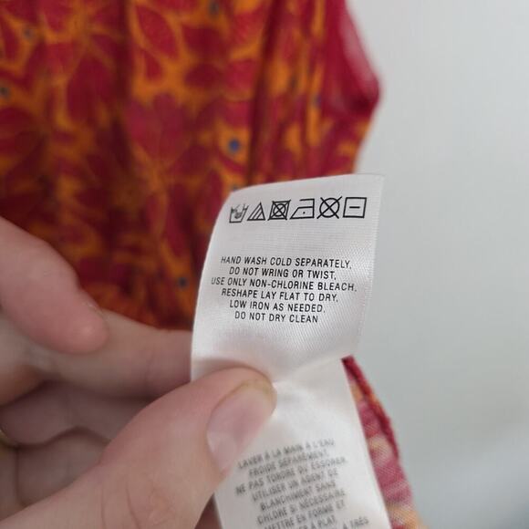 Meadow Rue Anthropologie Red Orange Floral Summer Cute Blouse Size Medium - Picture 4 of 6